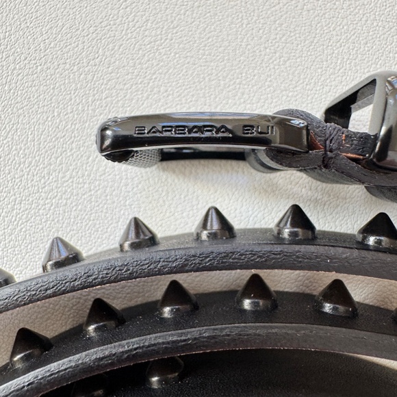 Barbara Bui Black Skinny Spiked Double Wrap Belt Size 90 - Picture 7 of 9